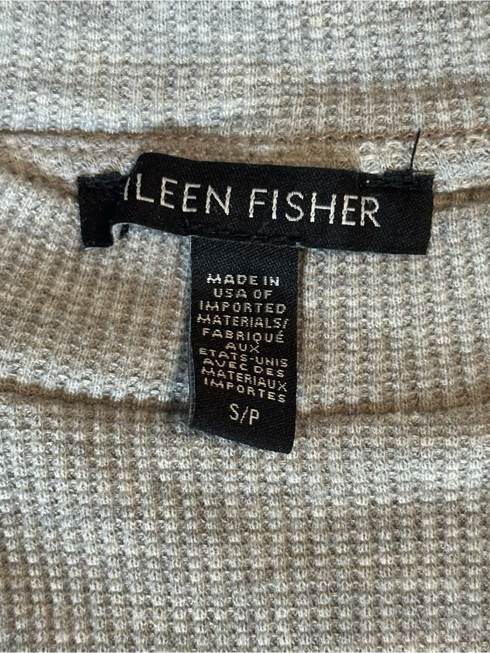 Eileen Fisher Waffle Knit Mock Neck Thermal Top, size S/P - Picture 4 of 9